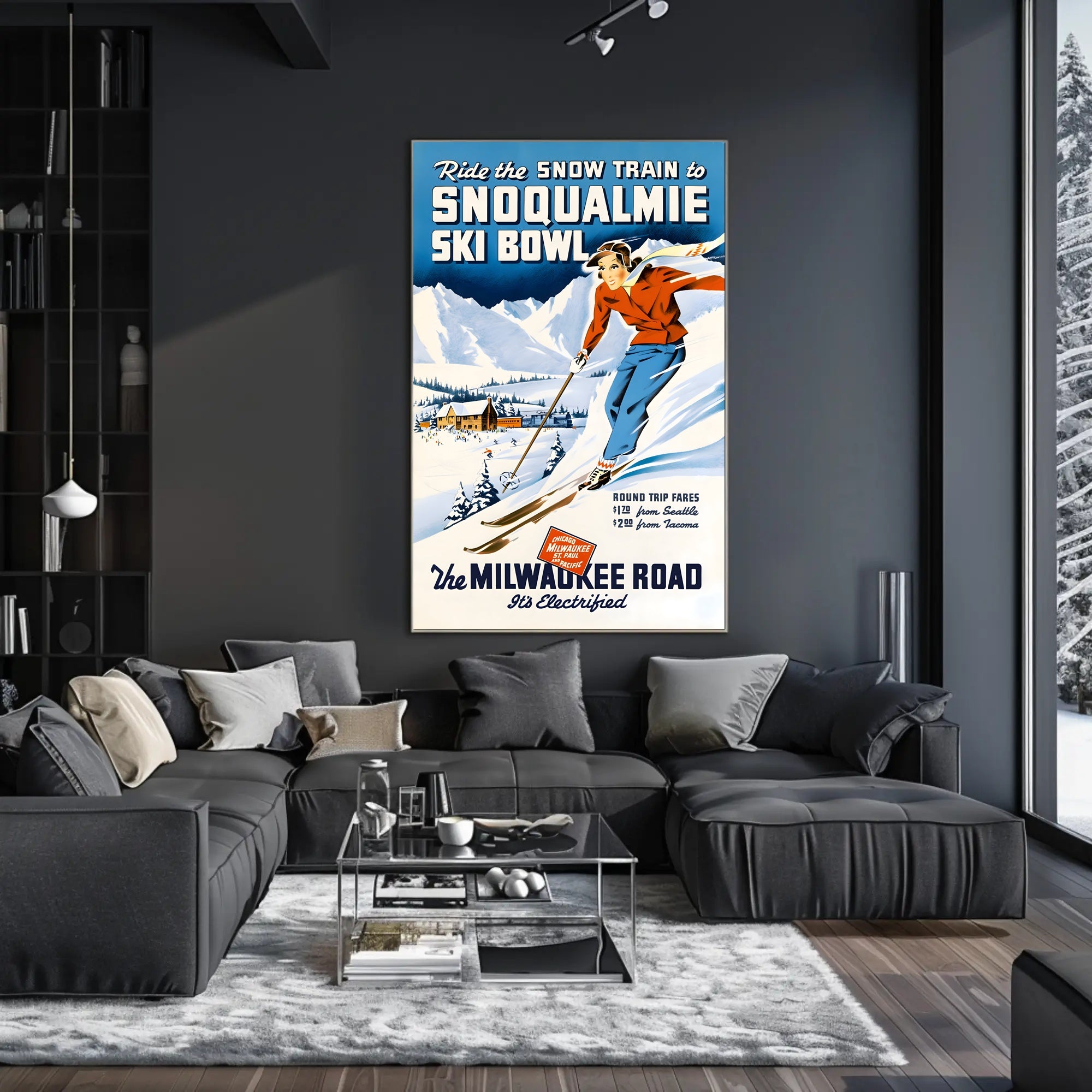 Vintage Snoqualmie Ski Bowl Adventure Travel Poster PosterGoat
