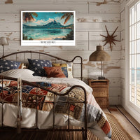 Bora Bora Vintage Travel Illustration Poster