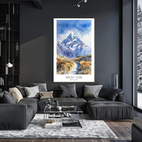 Mount Cook Watercolor Travel Poster PosterGoat