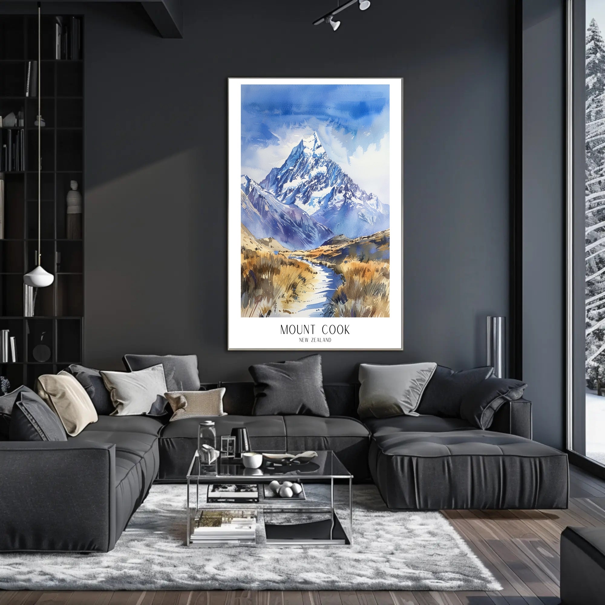 Mount Cook Watercolor Travel Poster PosterGoat