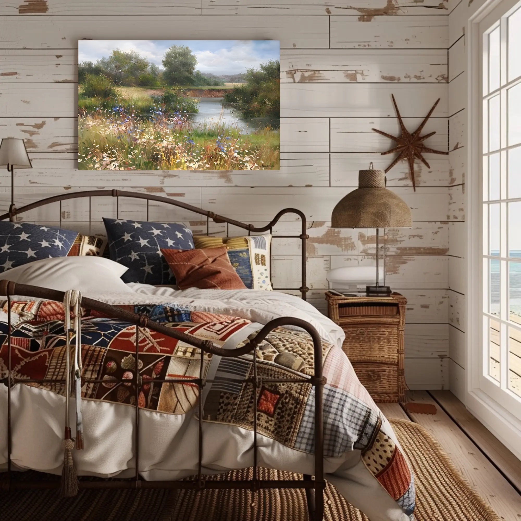 Tranquil Riverside Landscape Poster