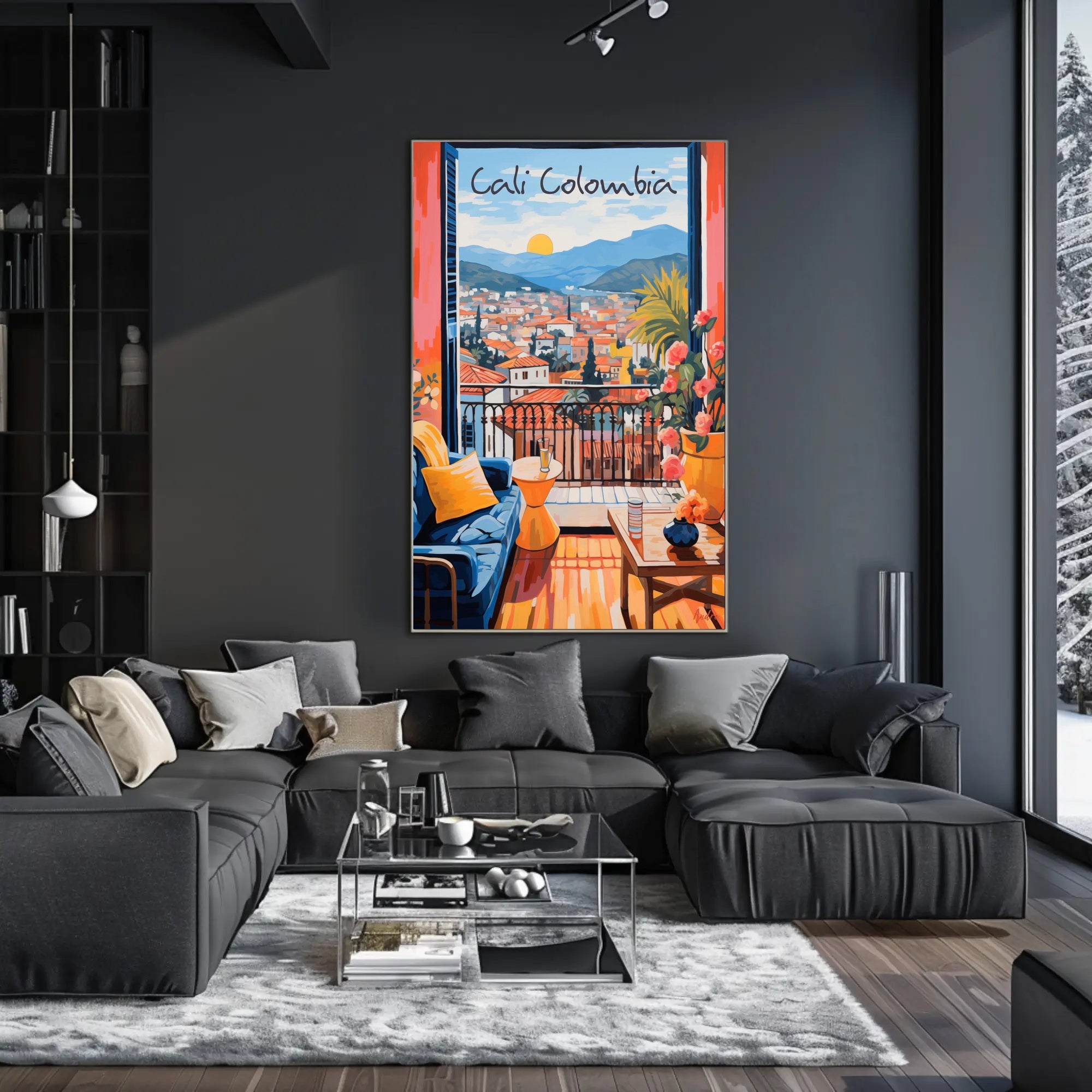 Cali, Colombia: Sunset Serenity Through an Open Window Poster