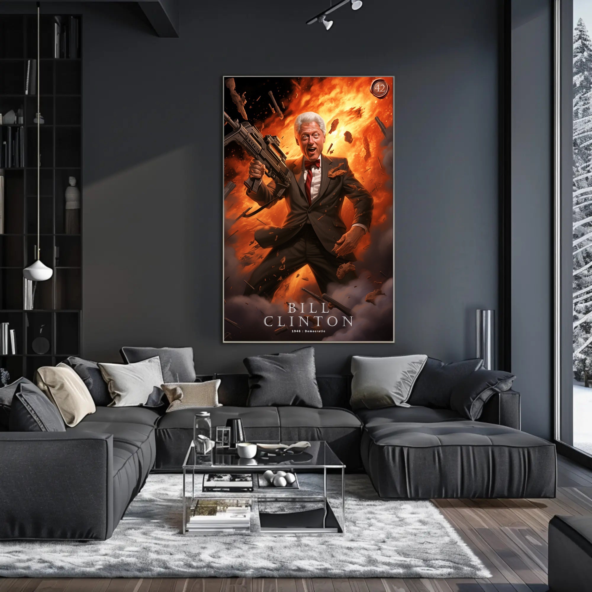 Bill Clinton Funny President Cartoon Poster