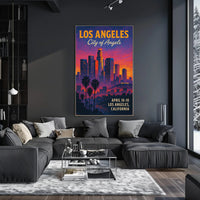 Los Angeles Skyline Vintage Illustration Urban or Cityscape Poster