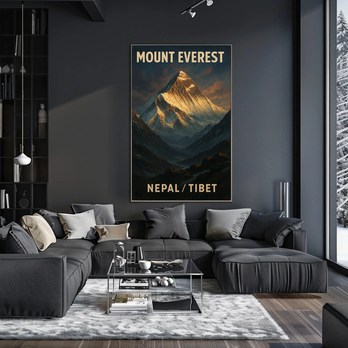 Mount Everest Vintage Travel Himalayan Adventure Nostalgia Majestic Snowcapped Peak Poster