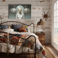 Surreal Human-Machine Fusion Poster: Futuristic Sci-Fi Poster