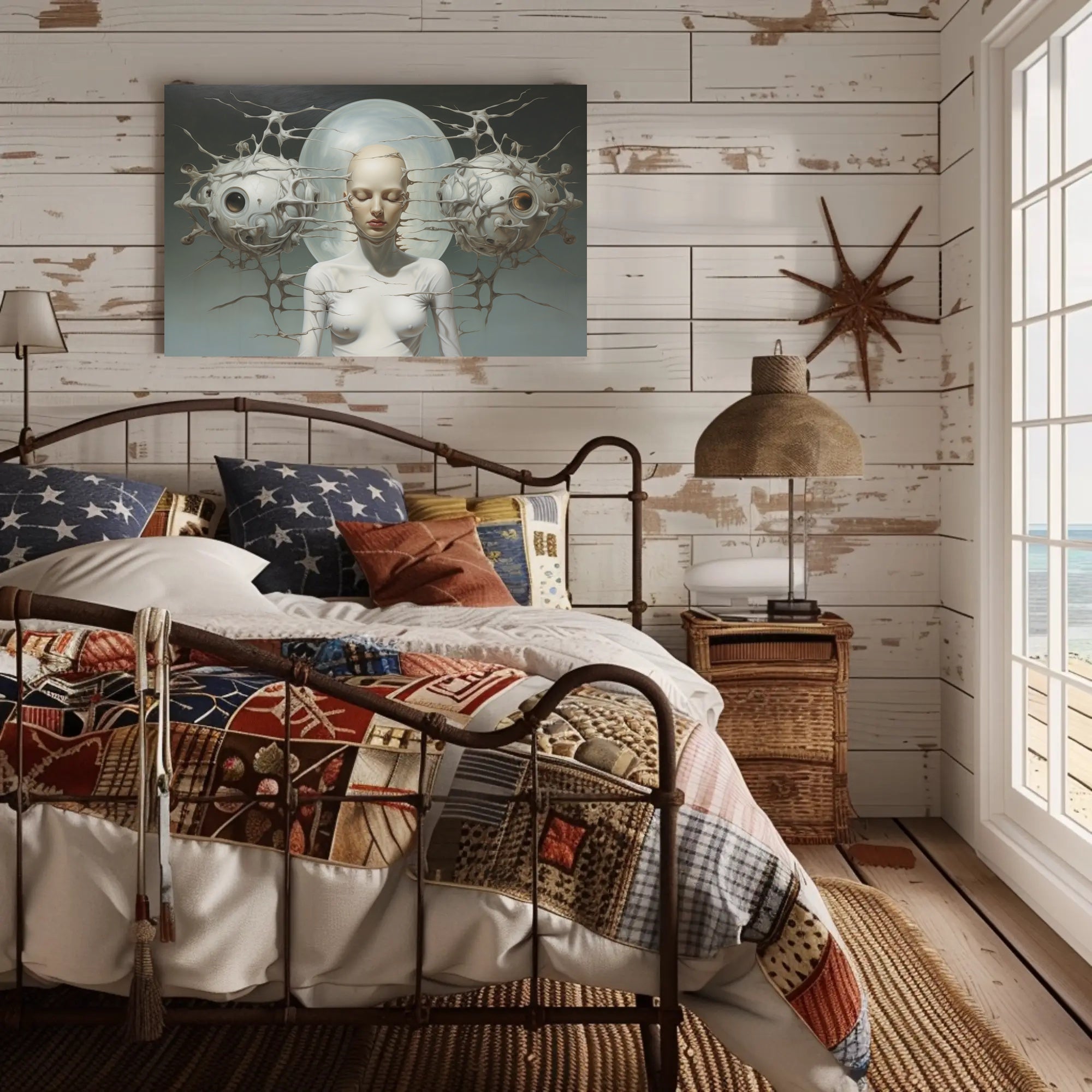 Surreal Human-Machine Fusion Poster: Futuristic Sci-Fi Poster