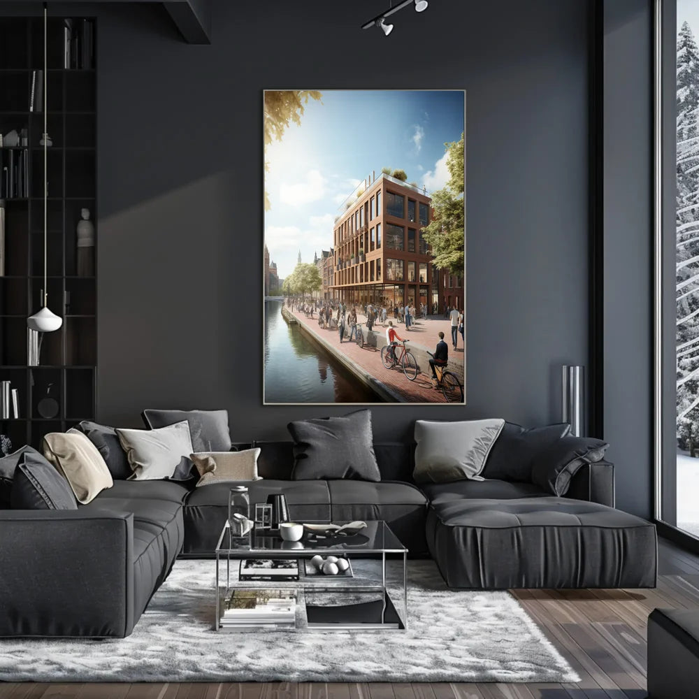 Modern Urban Scene Poster: Vibrant City Life