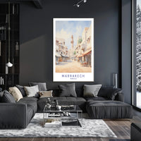 Scenic Marrakech Street Watercolor Travel Poster PosterGoat