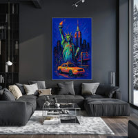 Vibrant Neon New York City Skyline Poster Modern Wall Art