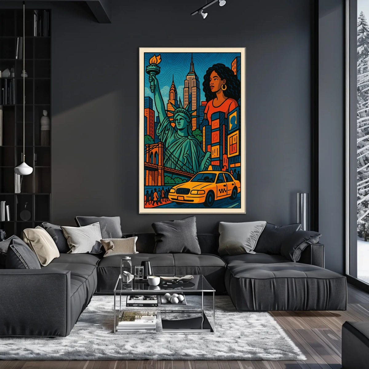 New York City Vibrant Cityscape Poster Abstract Wall Art