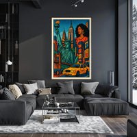 New York City Vibrant Cityscape Poster Abstract Wall Art