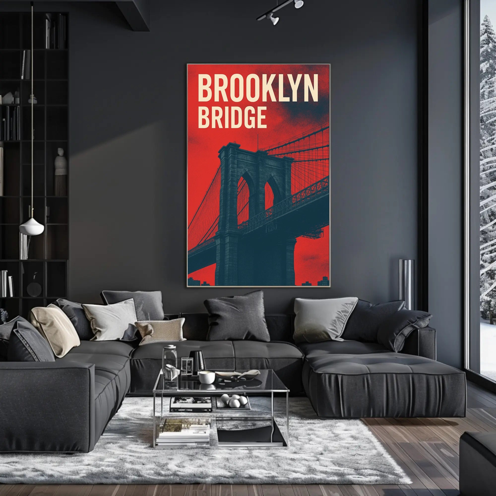 Brooklyn Bridge Urban Elegance: Modern Cityscape Poster