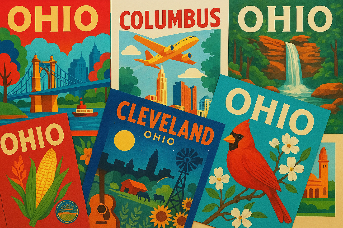 Ohio Travel Photos Wall Art Decor Bundle Collection Pack of 20