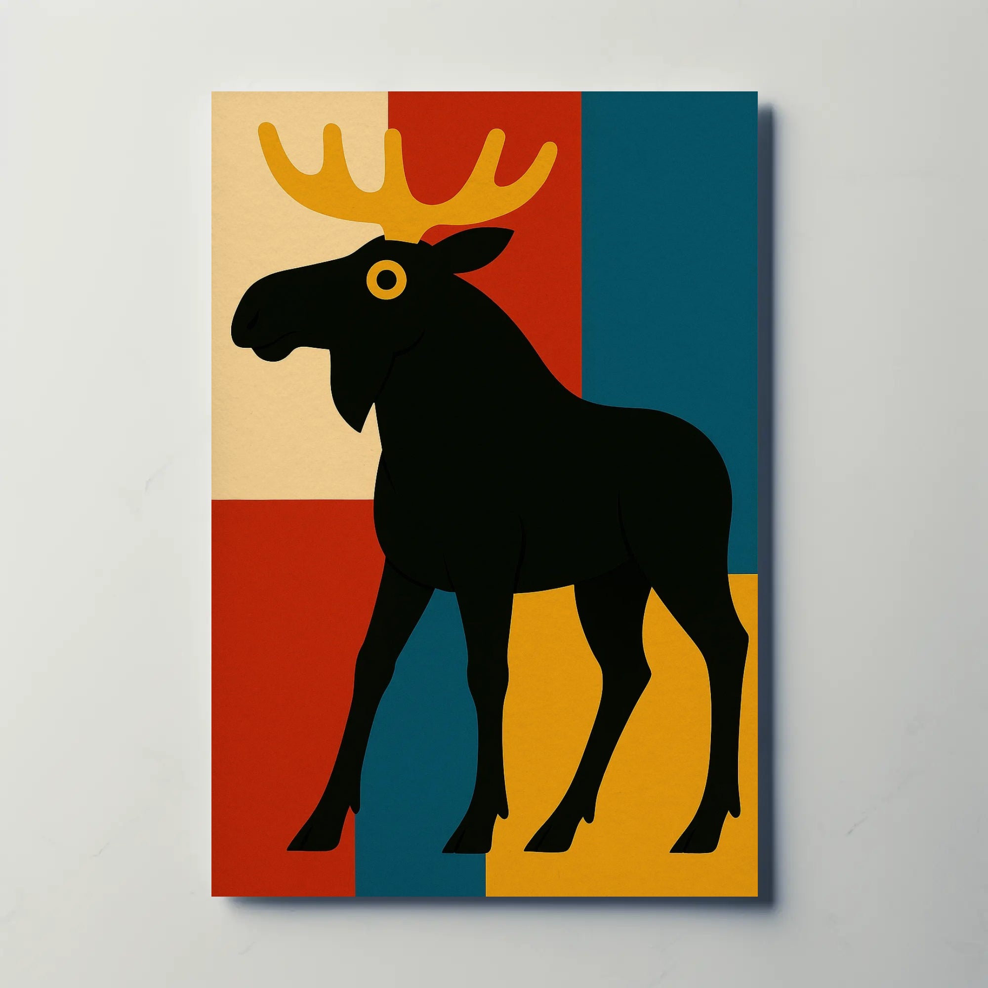 Playful Moose Art with Mid-Century Modern Vibes Poster
