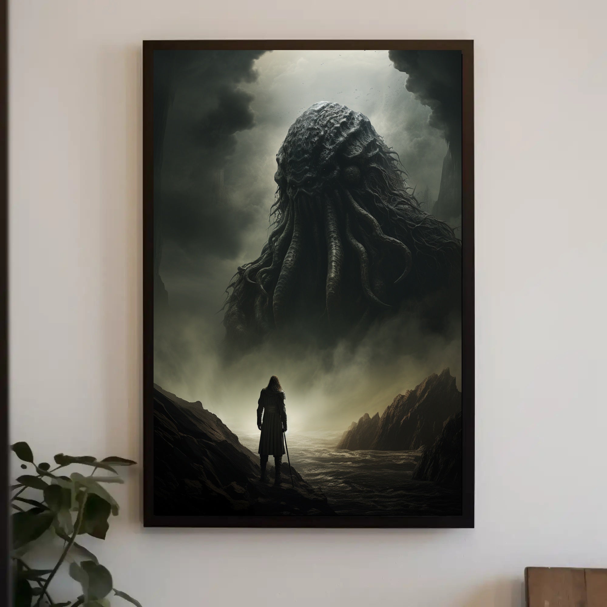 Cosmic Horror Creature Confrontation Futuristic Sci-Fi Poster