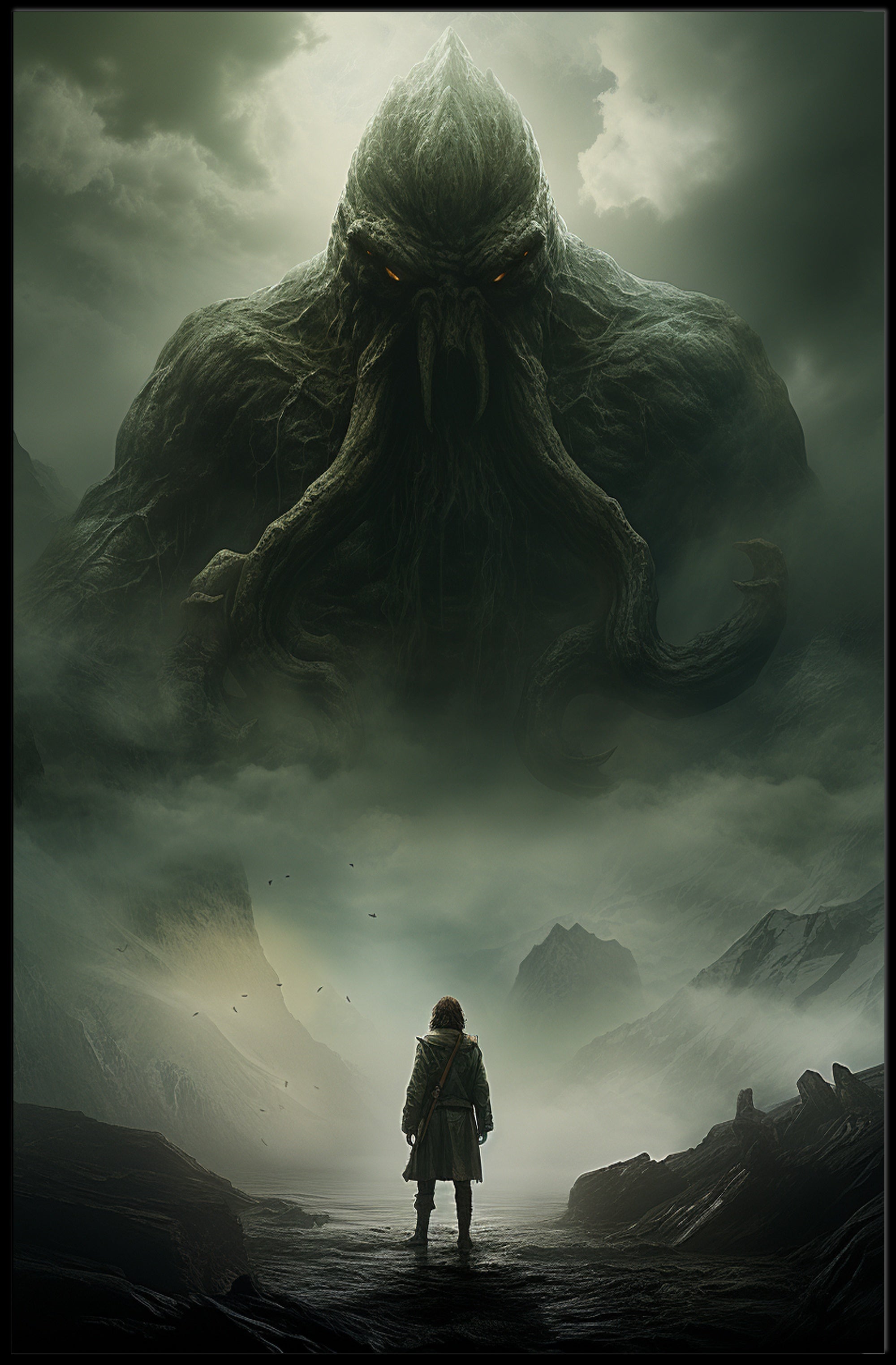 Lovecraftian Horror Adventure Scene Futuristic Sci-Fi Poster