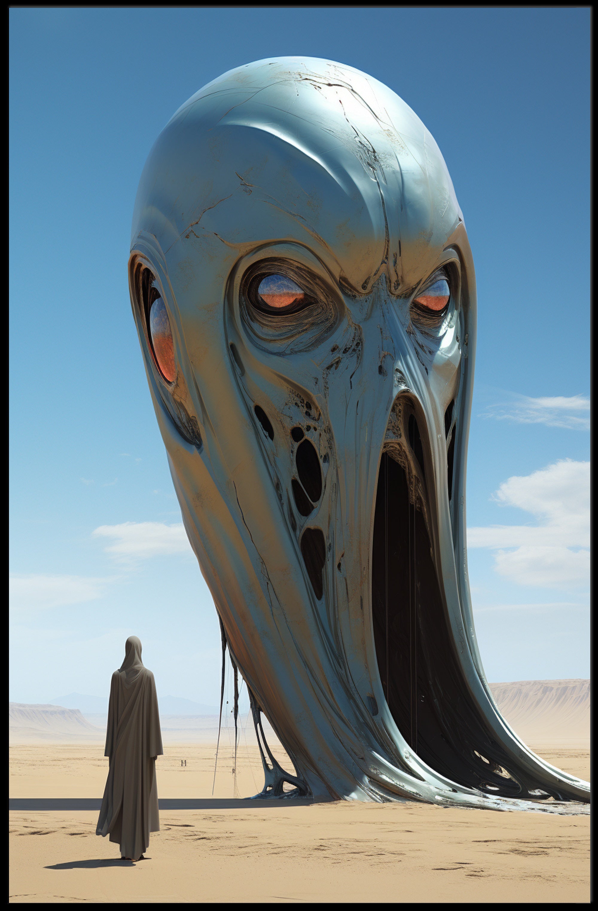 Surreal Desert Sculpture Futuristic Sci-Fi Poster
