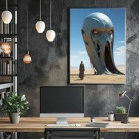Surreal Desert Sculpture Futuristic Sci-Fi Poster