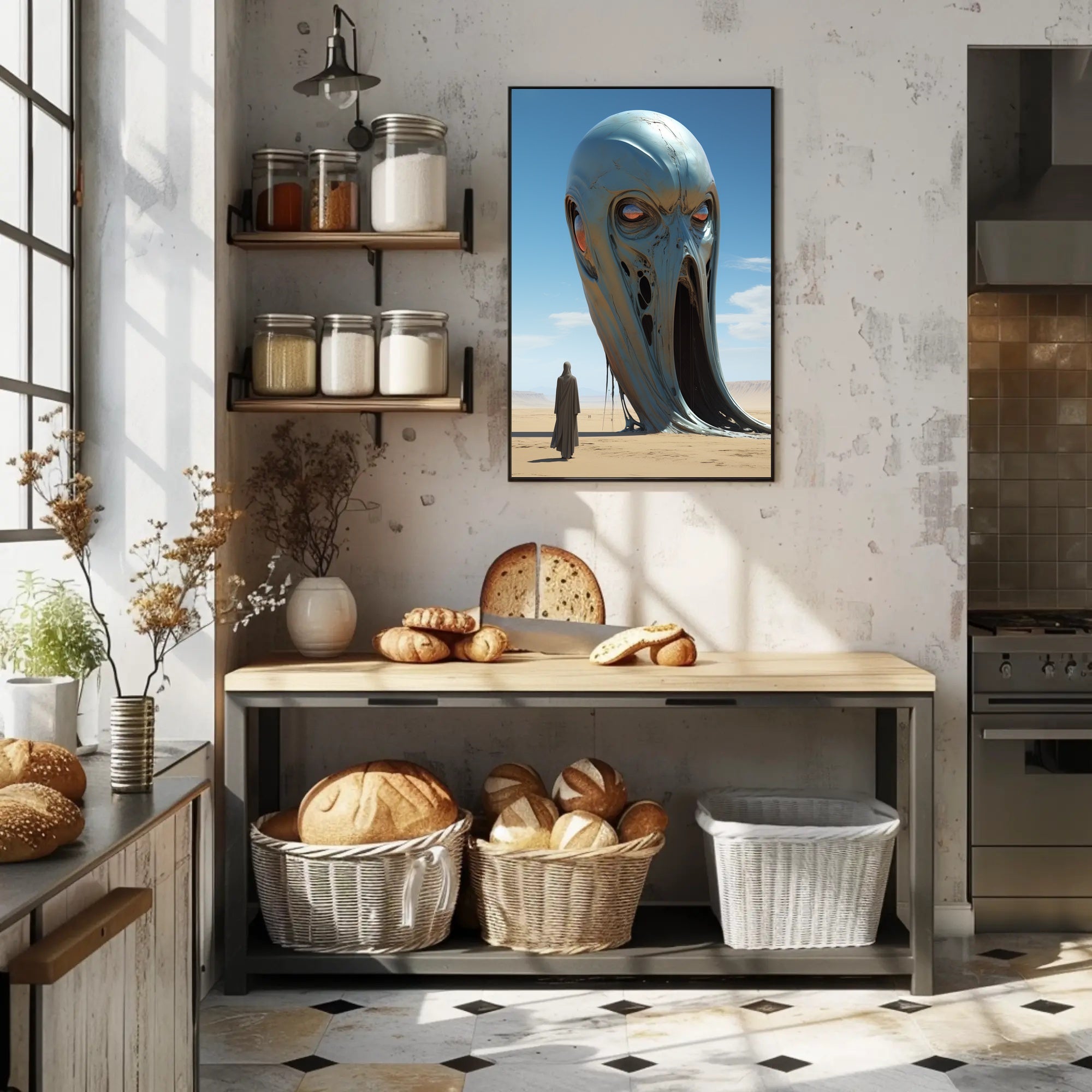 Surreal Desert Sculpture Futuristic Sci-Fi Poster