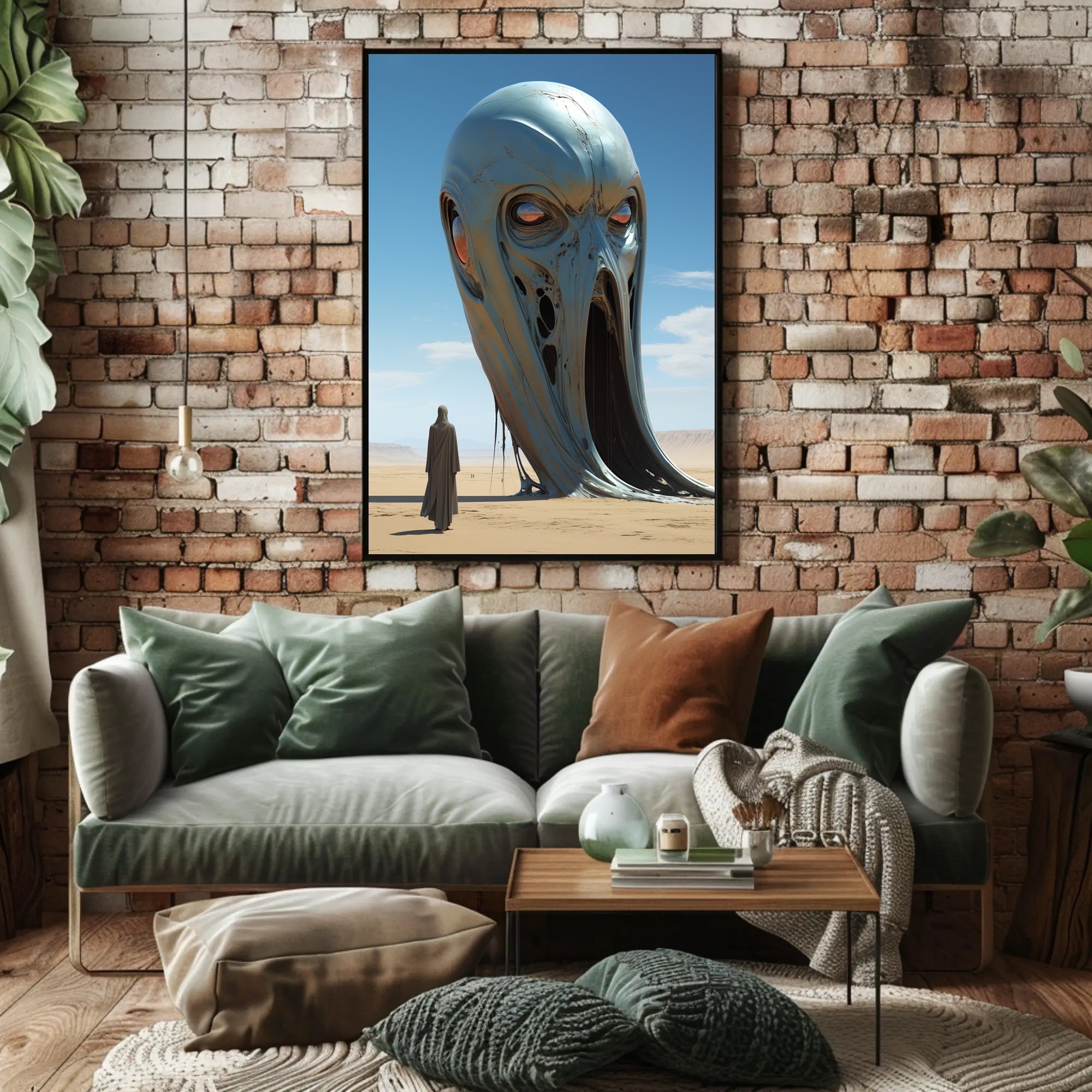 Surreal Desert Sculpture Futuristic Sci-Fi Poster