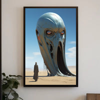Surreal Desert Sculpture Futuristic Sci-Fi Poster