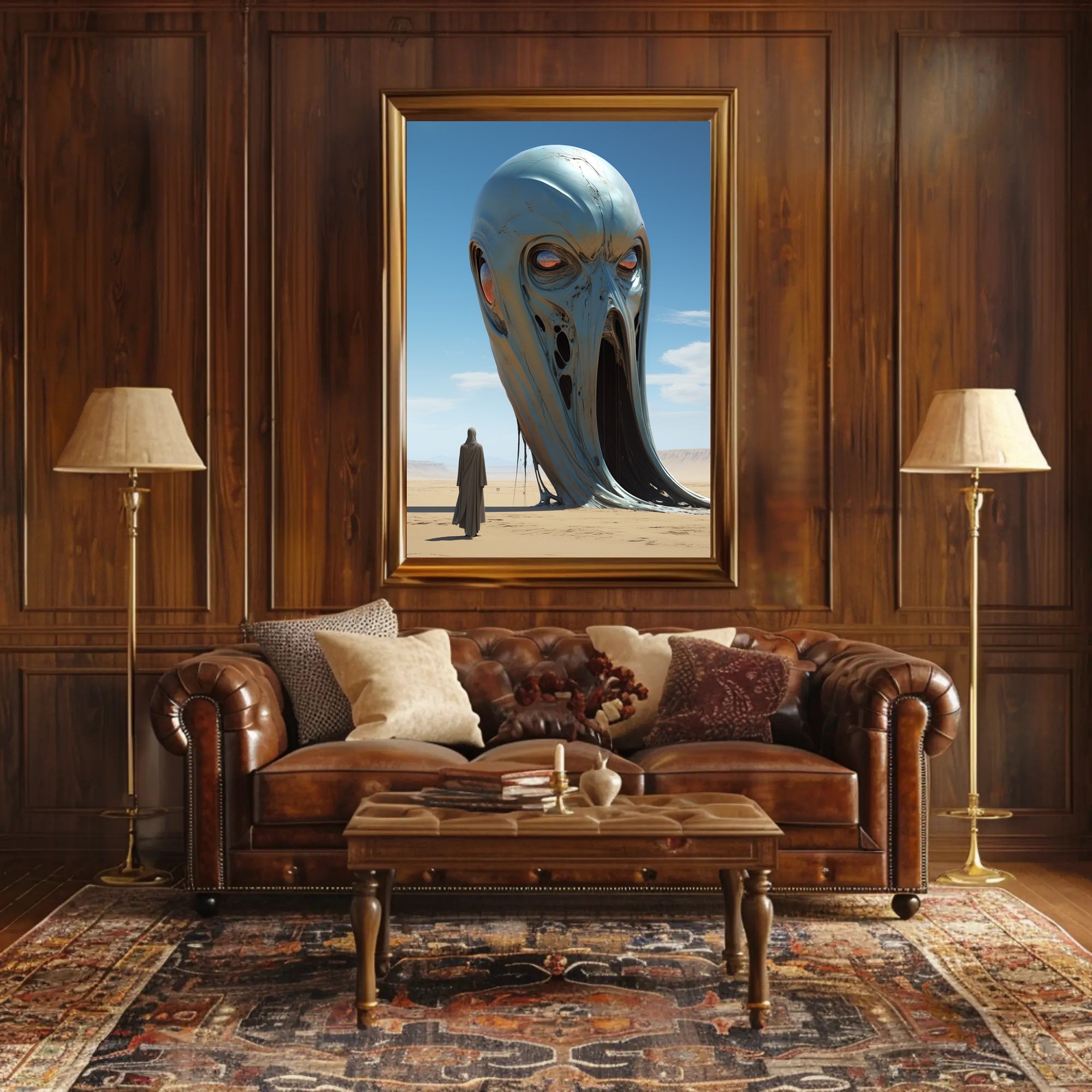 Surreal Desert Sculpture Futuristic Sci-Fi Poster