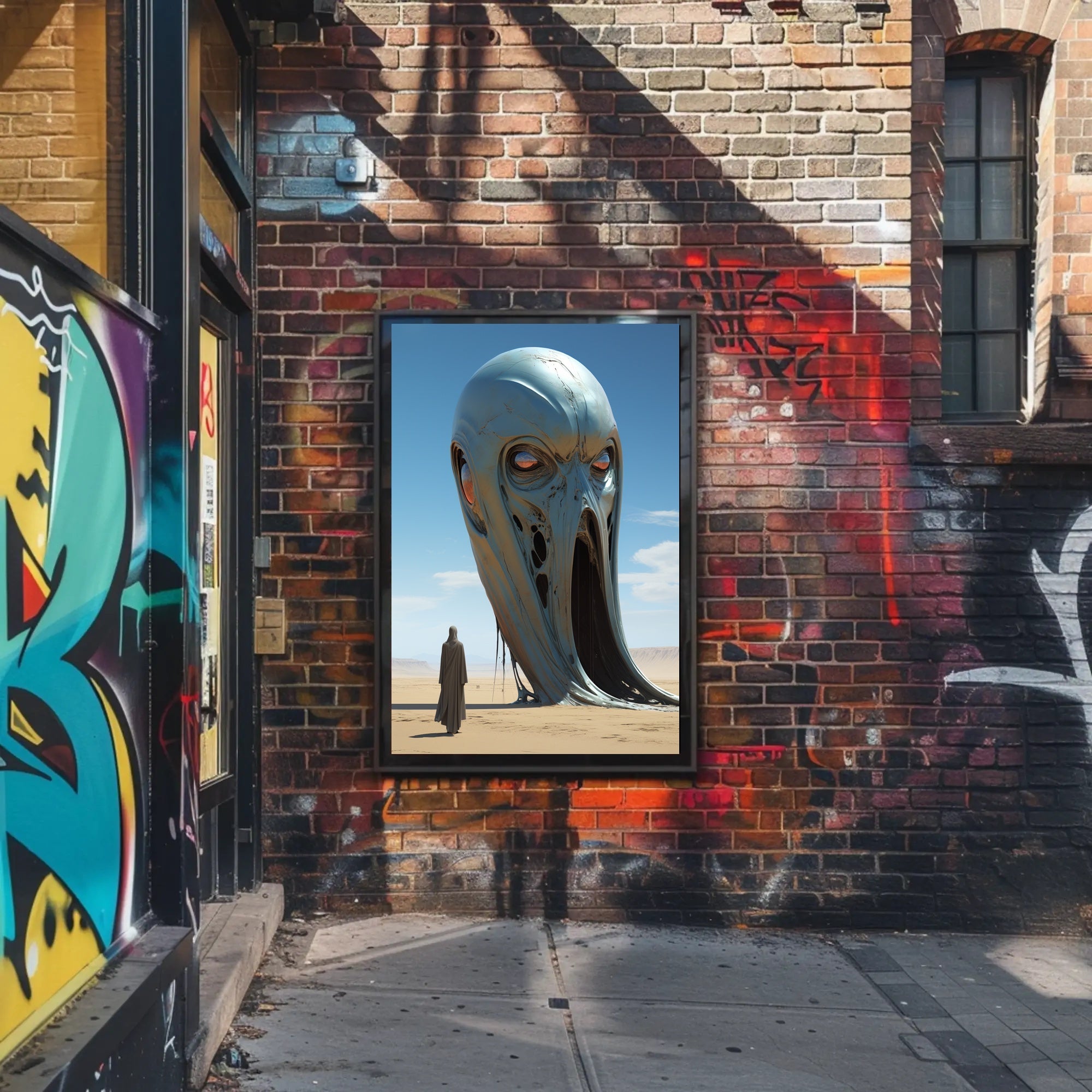 Surreal Desert Sculpture Futuristic Sci-Fi Poster