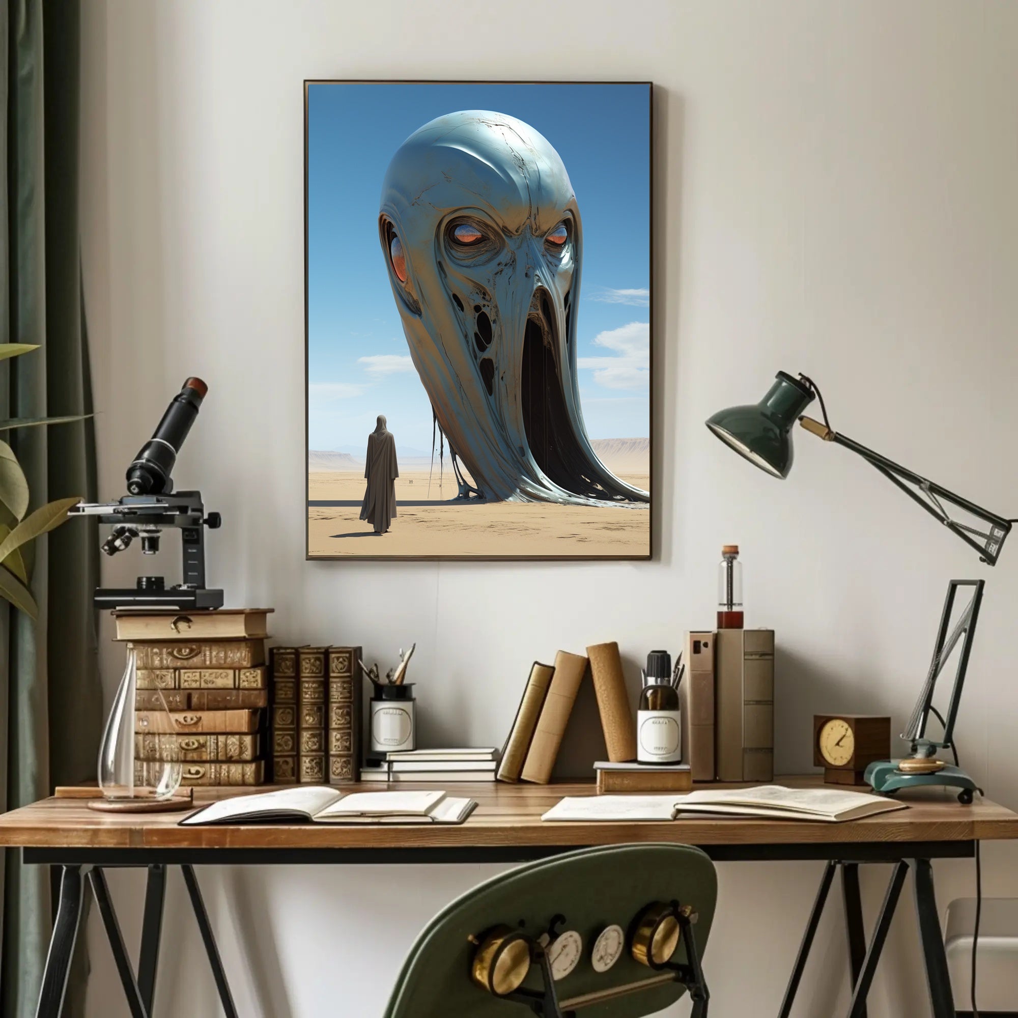 Surreal Desert Sculpture Futuristic Sci-Fi Poster