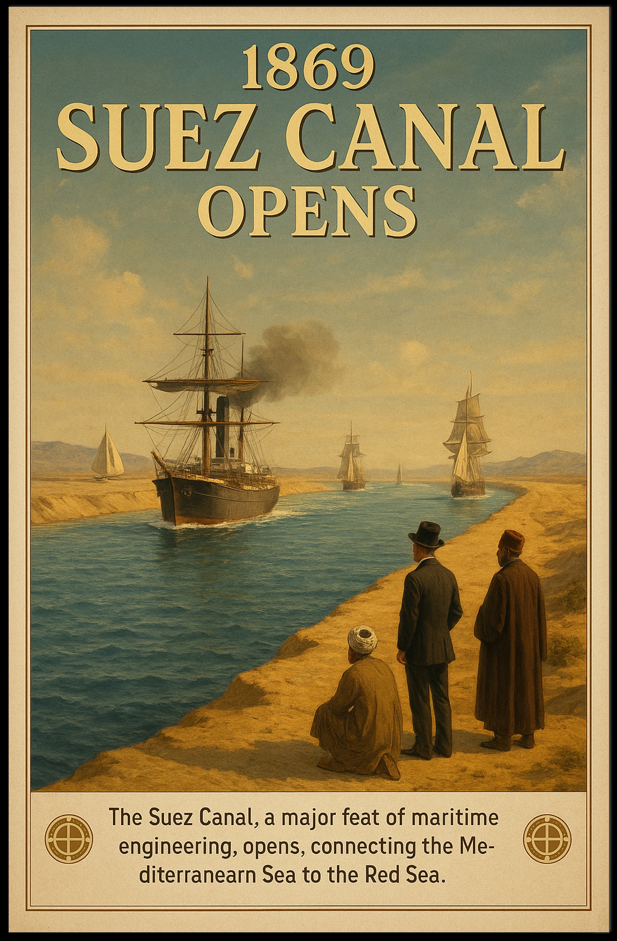 1869 Suez Canal Opens Poster PosterGoat
