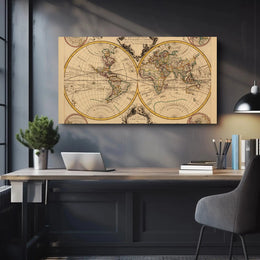 18th Century World Map Vintage Home Decor Artwork PosterGoat