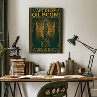 1920s Art Deco Oil Boom Poster for Historical Decor PosterGoat