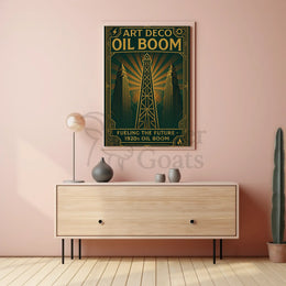 1920s Art Deco Oil Boom Poster for Historical Decor PosterGoat