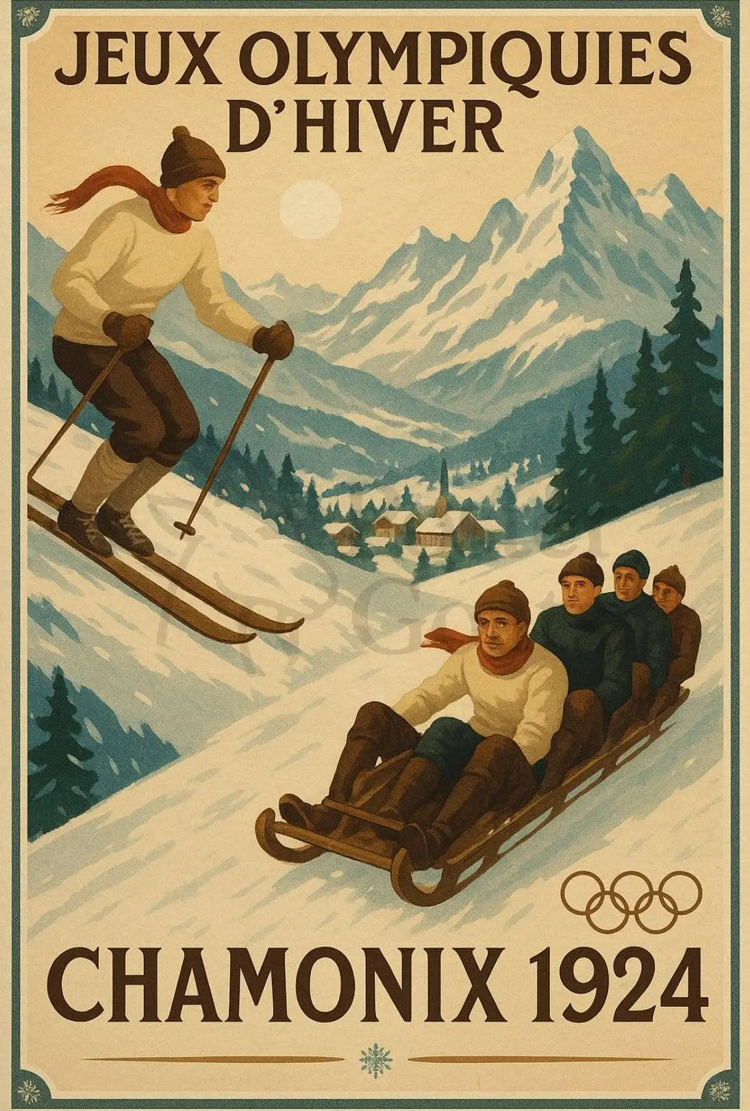 1924 Winter Olympics Vintage Art Print for Sports Lovers PosterGoat