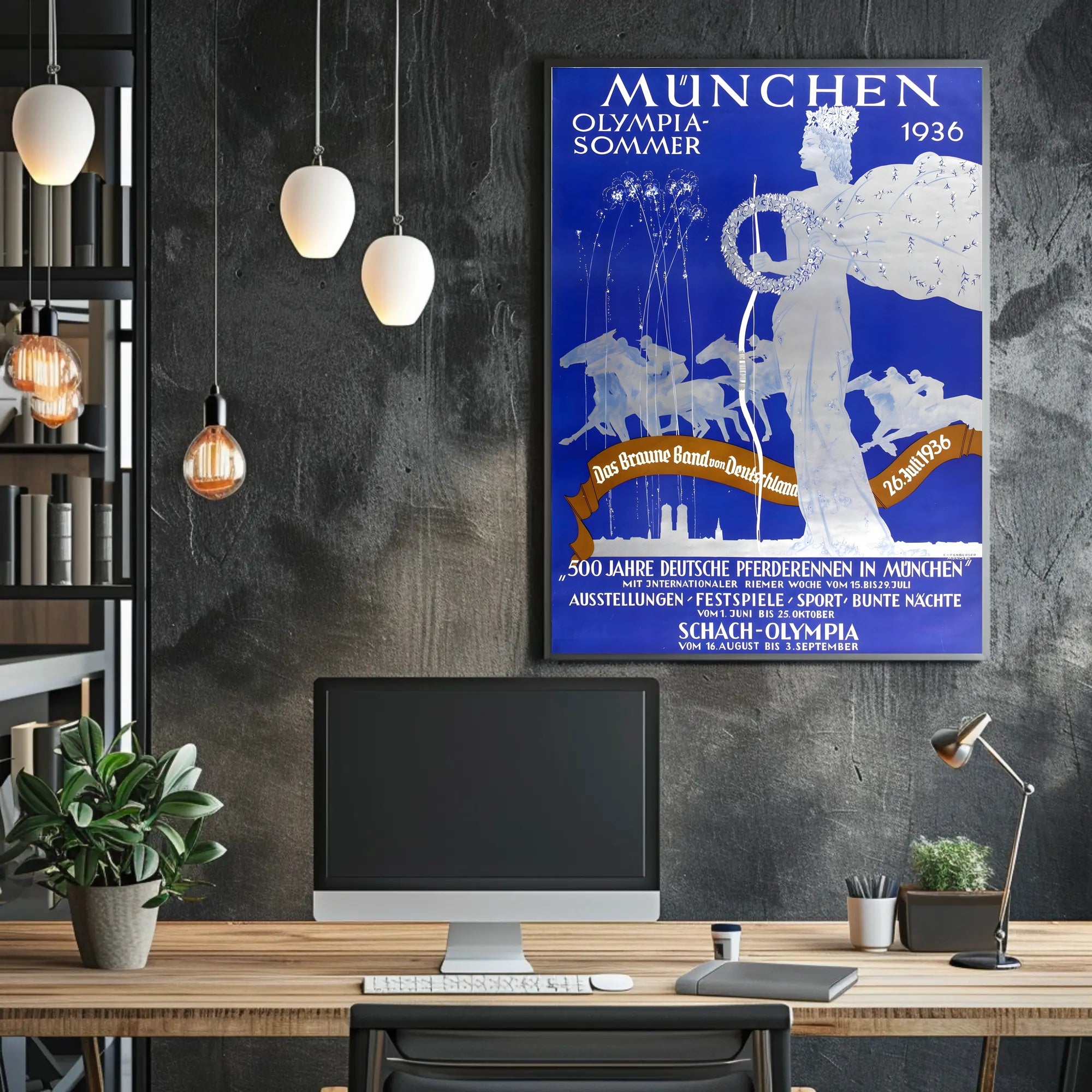 1936 Munich Olympic Art Deco Sports Poster Display PosterGoat