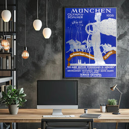 1936 Munich Olympic Art Deco Sports Poster Display PosterGoat