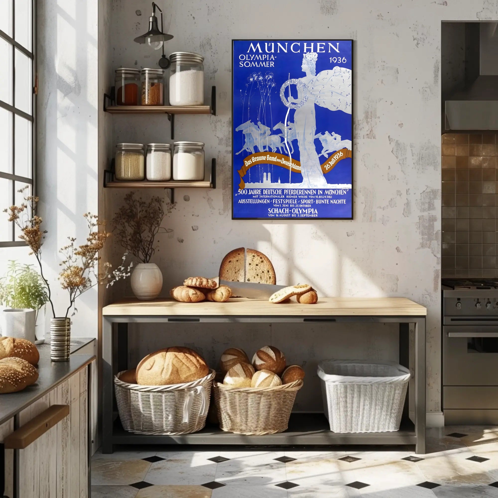 1936 Munich Olympic Art Deco Sports Poster Display PosterGoat