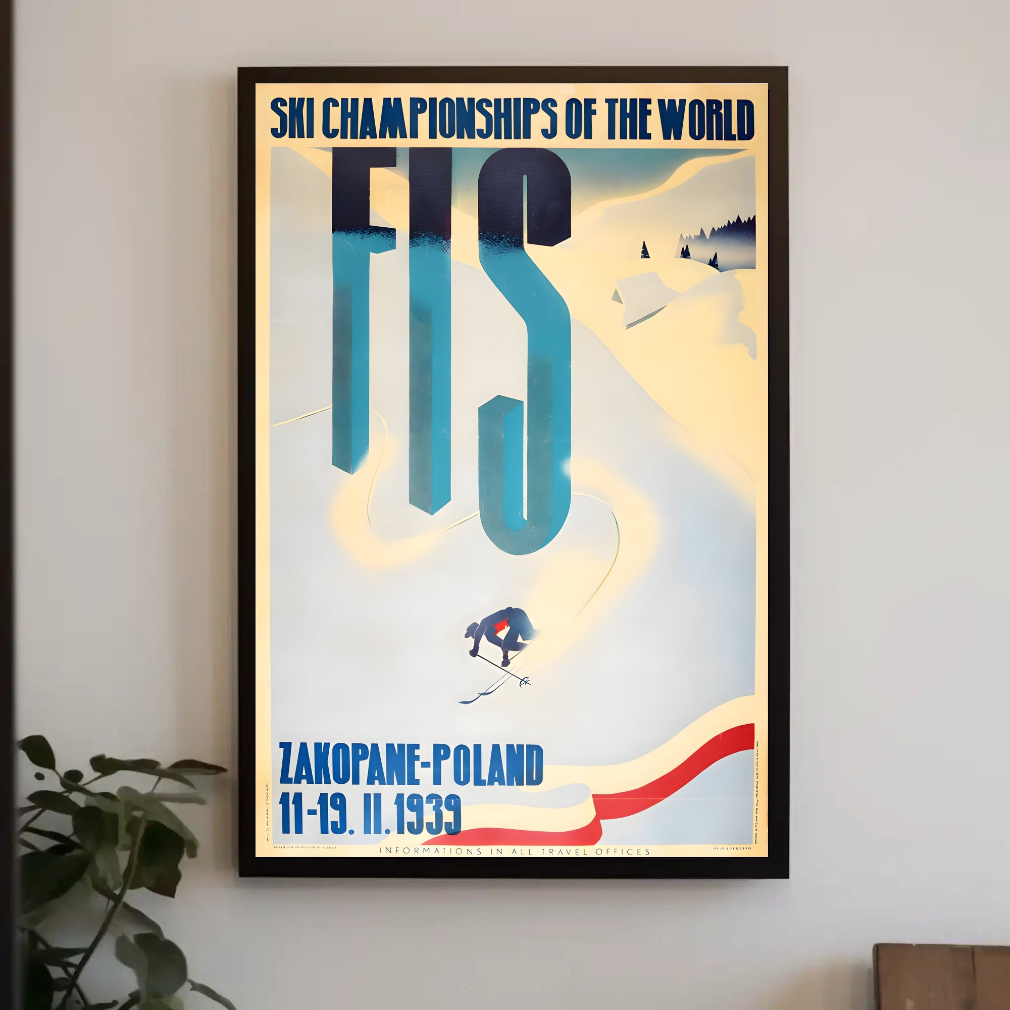 1939 Vintage FIS Ski Championships Wall Art Print PosterGoat