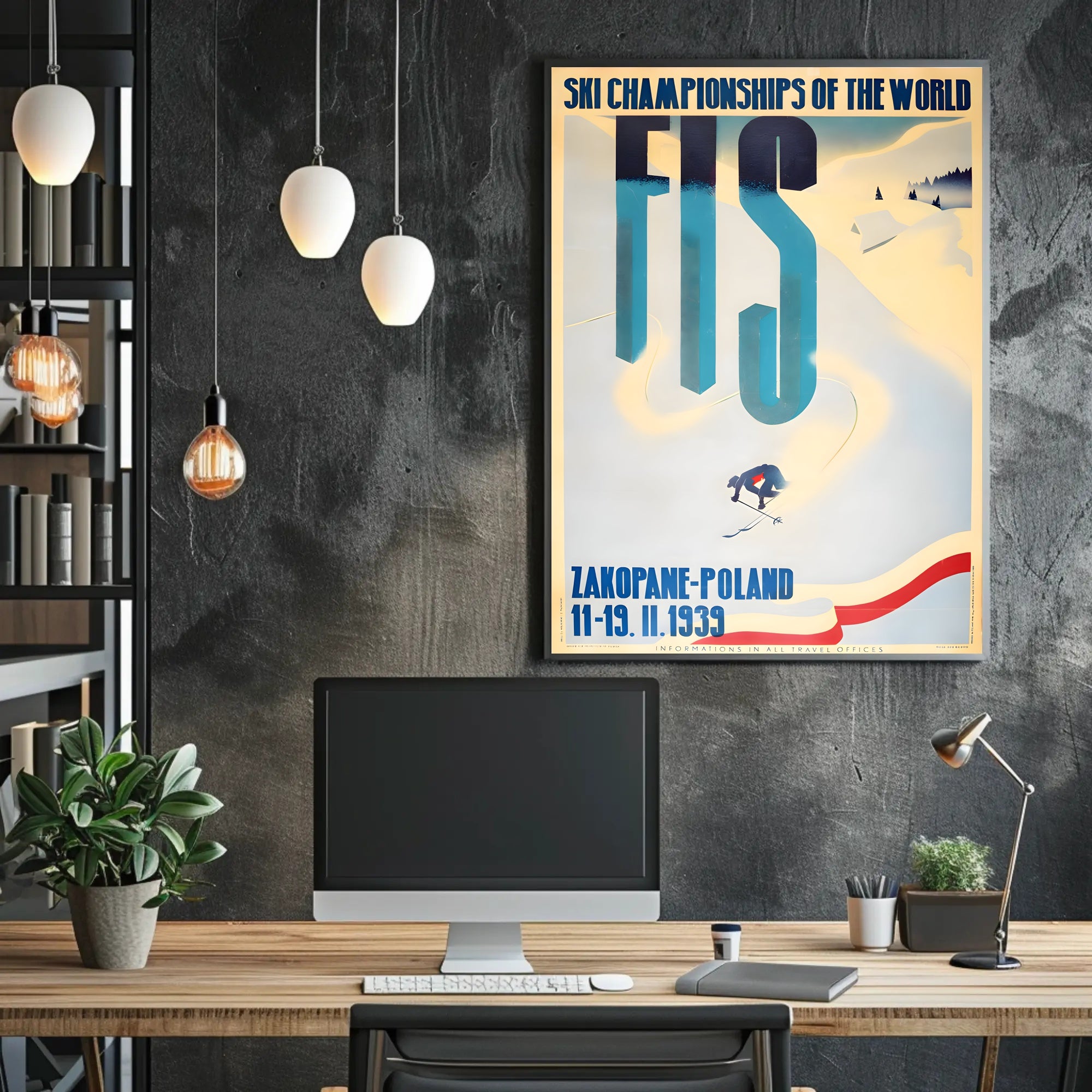 1939 Vintage FIS Ski Championships Wall Art Print PosterGoat