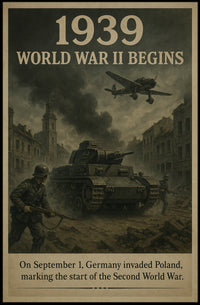 1939 World War II Begins Vintage Poster Wall Art PosterGoat