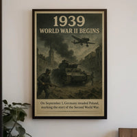 1939 World War II Begins Vintage Poster Wall Art PosterGoat