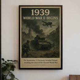 1939 World War II Begins Vintage Poster Wall Art PosterGoat