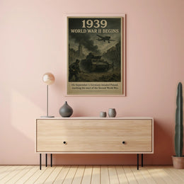 1939 World War II Begins Vintage Poster Wall Art PosterGoat