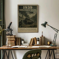 1939 World War II Begins Vintage Poster Wall Art PosterGoat