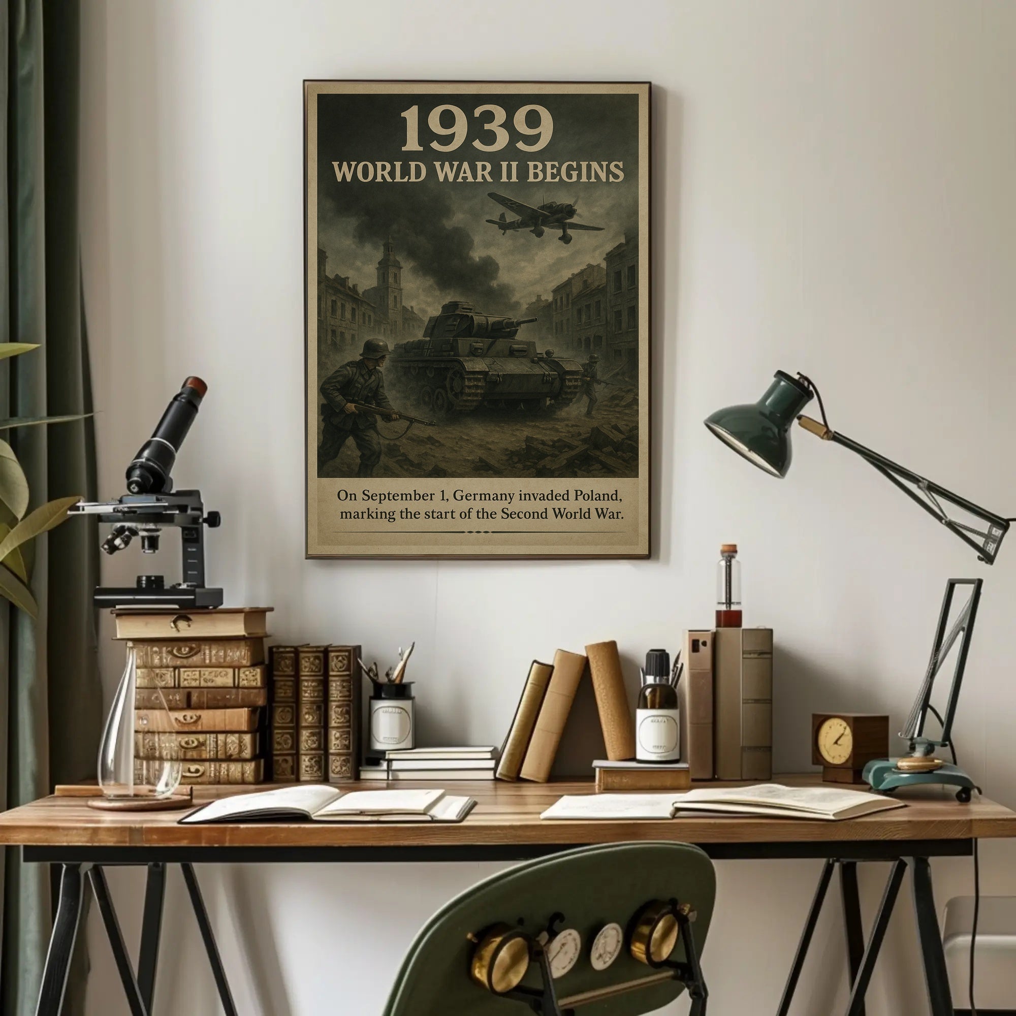 1939 World War II Begins Vintage Poster Wall Art PosterGoat