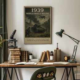 1939 World War II Begins Vintage Poster Wall Art PosterGoat