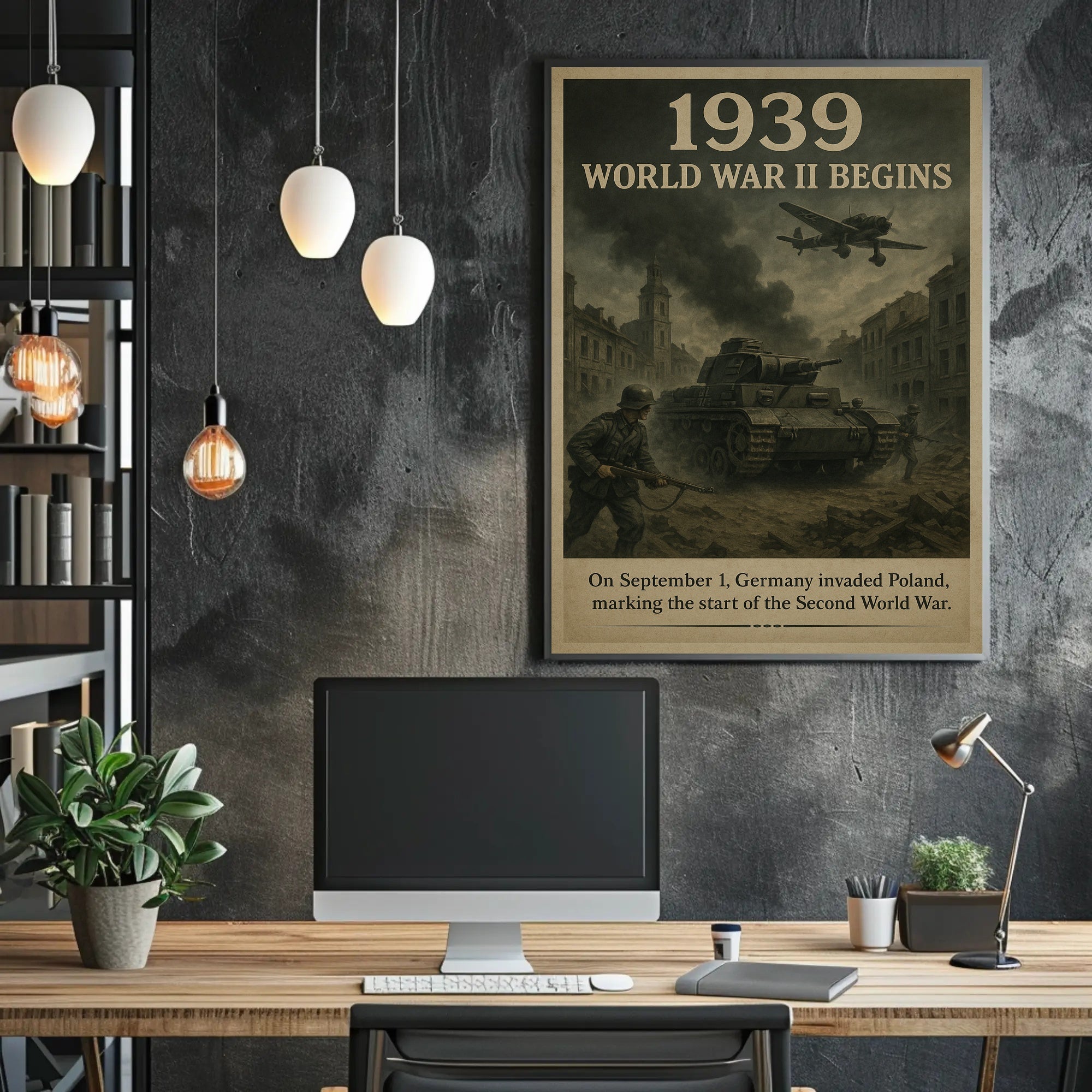 1939 World War II Begins Vintage Poster Wall Art PosterGoat