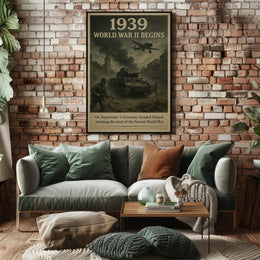 1939 World War II Begins Vintage Poster Wall Art PosterGoat