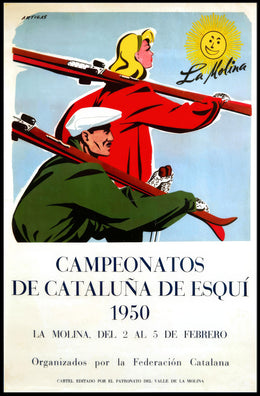 1950 Catalonia Ski Championships Vintage Poster Art Print PosterGoat