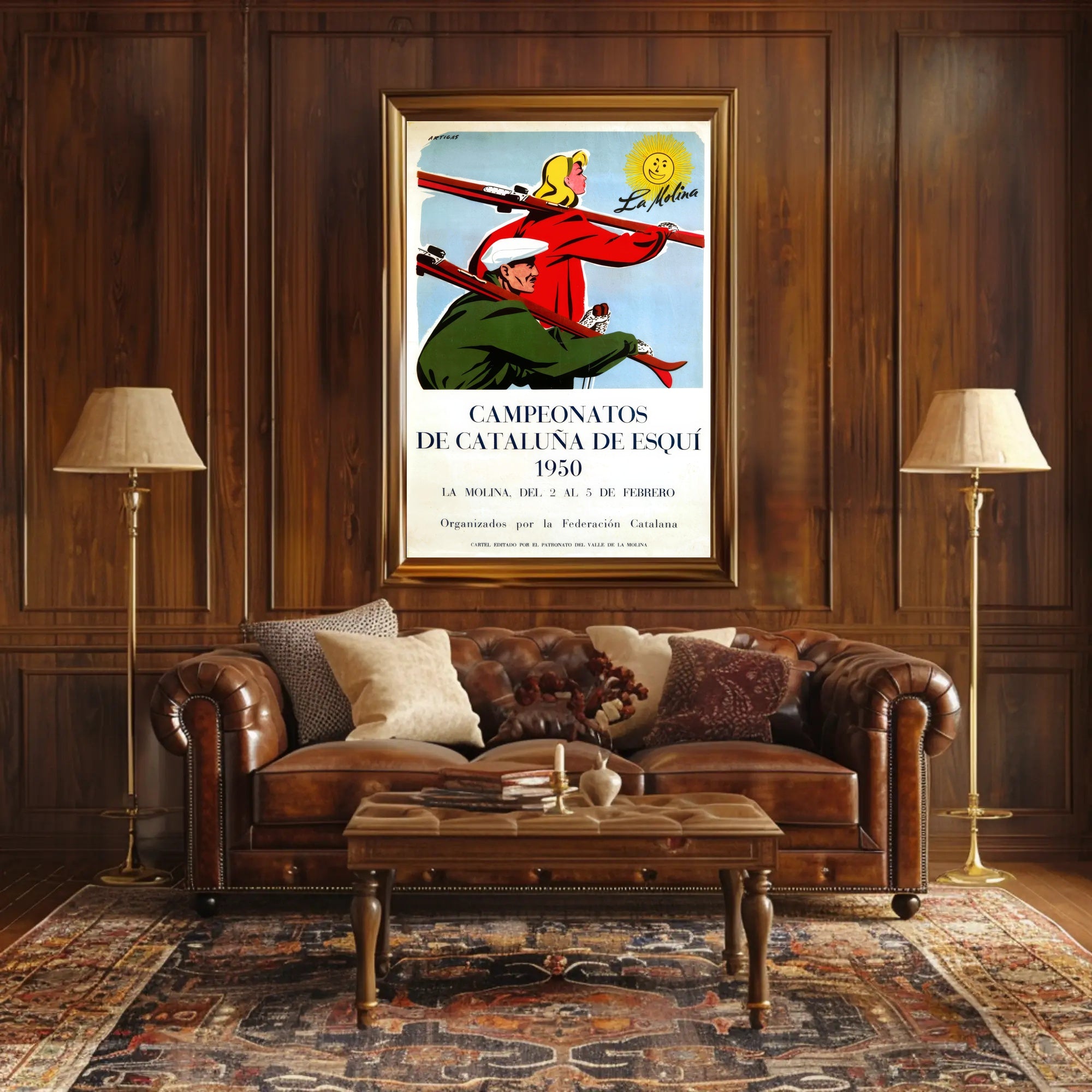 1950 Catalonia Ski Championships Vintage Poster Art Print PosterGoat